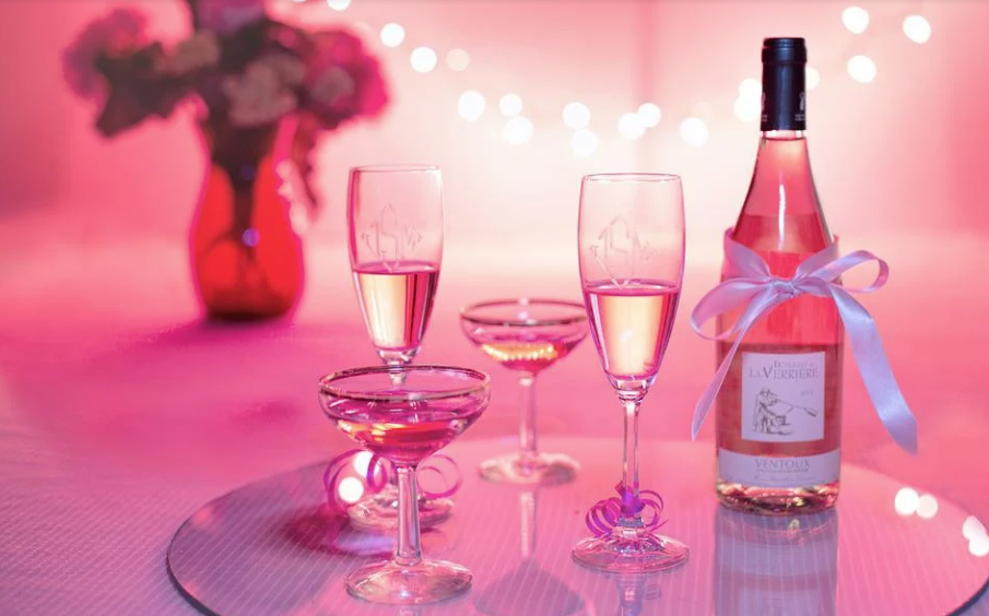 Pink wine for ladies.